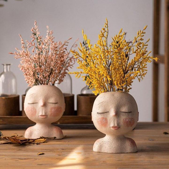 Peaceful Dream Sleeping Face Planter Vase