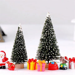 1 PC Artificial Christmas Tree Figurine Sisal Silk Cedar Pine Tree Mini Miniature Micro Landscape New Year Fairy Garden Decor