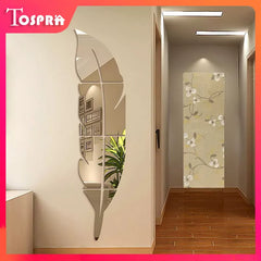 Fashion DIY Feather 3D Mirror Wall Sticker