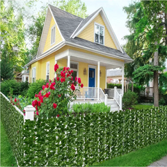 50X200cm Artificial Ivy Hedge Green Leaf Fence Panels Faux Privacy Fence Screen for Home Outdoor Garden Balcony Decoration 1X3m