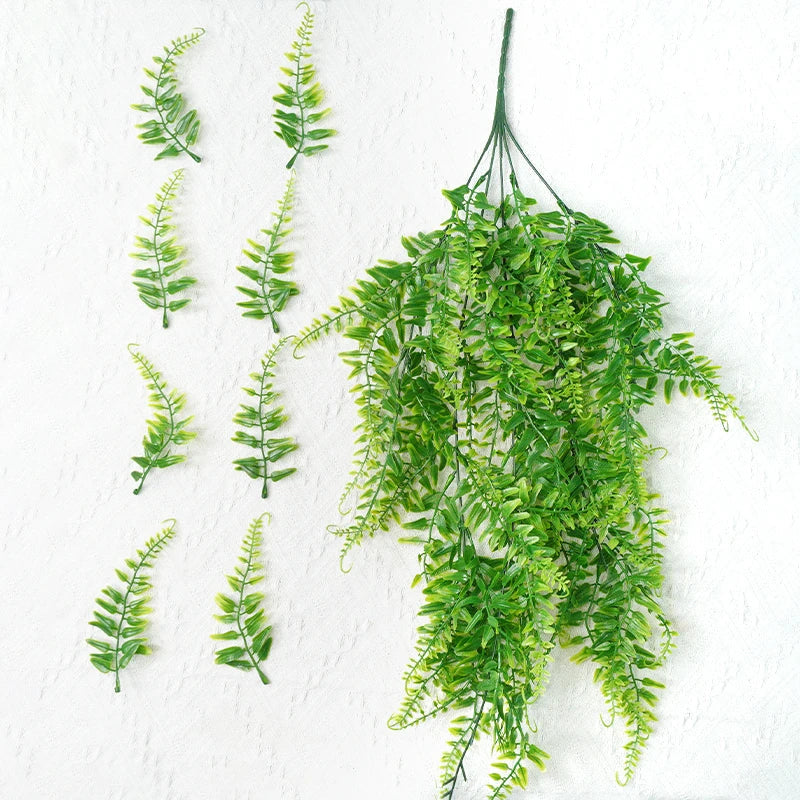 Artificial Plant Persian Fern Leaves Vines Room Home Garden Decoration Accessories Wedding Party Wall Hanging Balcony Decoration