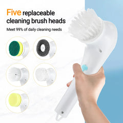 Electric Spin Scrubber Shower Bathroom Kitchen Cleaning Brush with 5 Brush Heads Handheld Cordless Portable Cleaning Tools