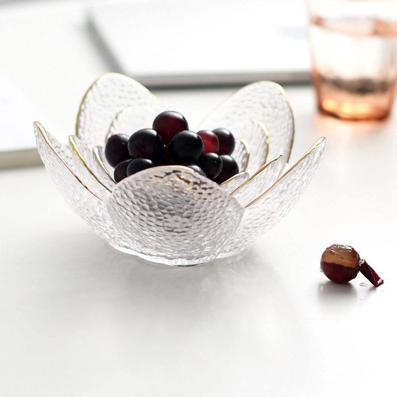 Textured Glass Flower Petal Bowls