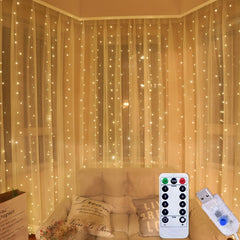 3M LED Curtain Fairy Lights Remote Control USB String Lights